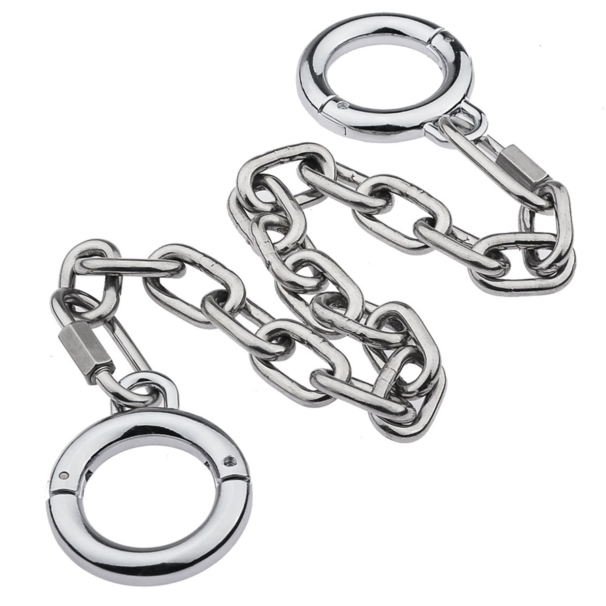 main_pic_0-77 Peerless Sex Restraints Handcuffs Company Oversize Leg Iron Handcuff, Nickel Finish Fuzzy Handcuffs - 图片 1