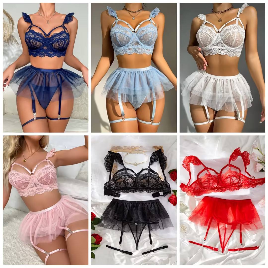 main_pic_0-770 Hot Sale Sexy Transparent Bra Panty Set for Women New Design Lace Lingerie for Summer Underwear - 图片 1