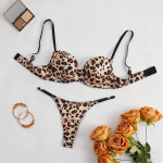 2025 Hot Sale Women Sexy Costumes Leopard Print Lingerie New Product Women Bar Sexy Set Hot Lace Bar and Panties Underwear Set