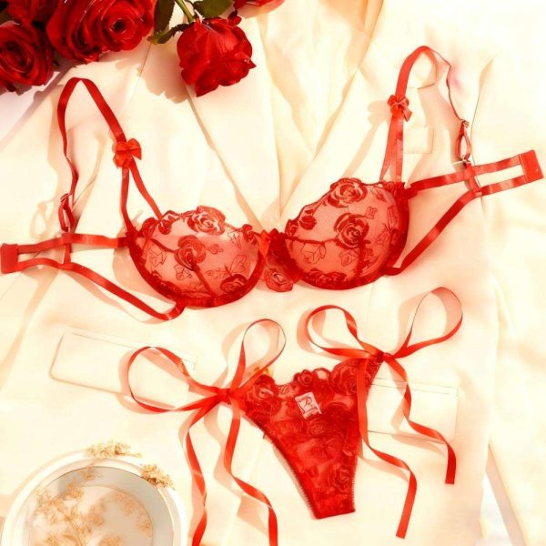 Best-selling and Popular Adult Lingerie: Strappy Lace Edge Petal-see-through Mesh Adult Lingerie