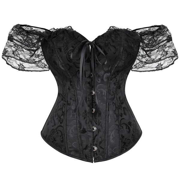 Lace Short-sleeved Shapewear, Thin Corset Top for the Masquerade Ball, Sexy Wedding Dress, Bone Suit