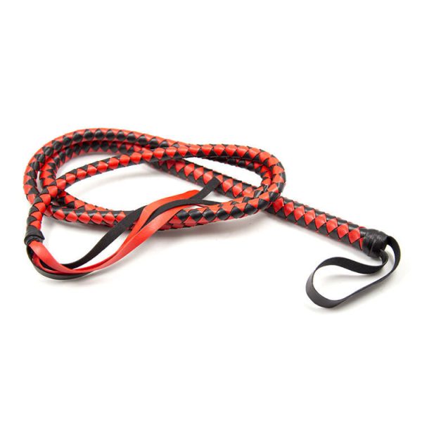 Premium Microfiber Leather Bull Whip, 1.9m Red Bullwhip, Luxurious Braided Flogger Horse BDSM Toy Whip