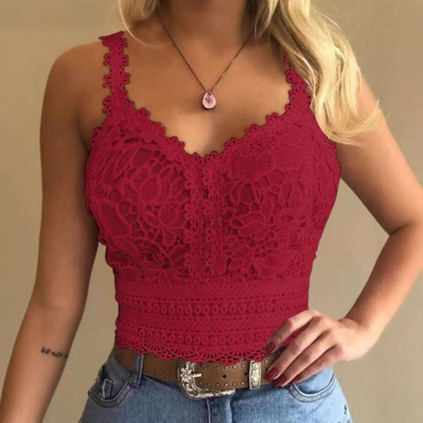 A New Style of European and American Halter Sex Lingerie Without Steel Rings, a Thin Solid Color Lace-trimmed Shaping Top