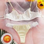 A Set of Sexy and Romantic Underwear with Yellow Mesh Lace Trim and Lace-like Edges, a Bestseller From Europe and America - 图片 2