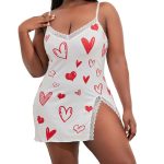 New Plus-size Romantic Pajamas From Europe and America, Sexy Lace-trimmed Dress, Nightgown, Slit in Multiple Colors - 图片 2