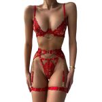 A Sexy Lingerie Set Featuring a Popular European and American Lace Embroidery Chain Accessory, Steel Rims, and a Waist Belt - 图片 2