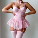 European and American Pure Body-shaping Dress Set, Lace Trim Patchwork with Stockings, Sexy and Interesting Underwear - 图片 2