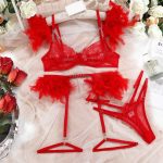 European and American Best-selling Feather Lace Lace Sexy Lingerie, Bow See-through Bra, Sex Lingerie Set - 图片 2