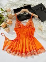 Summer Knee Length Short Nightdress Loose Lace Bow Night Dresses for Women - 图片 2