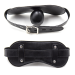 Breathable Ball Gag Harness for Adult Bondage Restraints Sex Play Black Leather Silicone Ball Gag - 图片 2