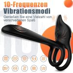 Double Penis Vibrator Ring Cock 10 Vibrating Patterns Clit Erotic Sex Men's Sex Toys - 图片 2