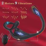 Amazon Hot Sale Remote Control Silicone Model Vibrating Cock Ring With Mini Bullet Prostate Anal Plug and Sex Toy for Men - 图片 2