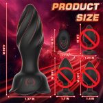 Anal Sex Toy Rose Vibrator for Women Remote Control Butt Plug With 10 Modes Vibrating Prostate Massager Silicone Stimulator - 图片 2