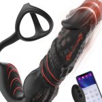 Thrusting Prostate Massager Anal Vibrator for Men Double Ring Masturbation Tools 6 in 1 Vibrating Toys with Silicone Cock Ring - 图片 2