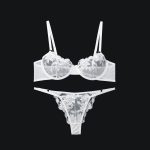 Sweet Adult White Embroidery Floral Cute Lingerie Set Underwire Bra With Adjustable Strap Panty Brief Set for Nightwear - 图片 2