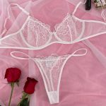 New Design Back Closure Sexi Brief Bra Set with Underwire Floral See Through Sexual Underwear - 图片 2