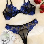 Mature Ladies Sexy Blue Lace Inner Wear Underwear Lingerie Nightwear - 图片 2