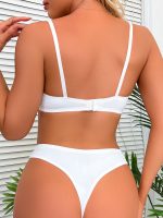 Women Mature Design Simple Sexy White Bra Panty Set Nighty ultra Thin Brief Bra Set for Home Wear - 图片 2