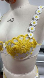 Women's Sexy Crochet Floral Underwear Set Fresh Spring Sunflower Thong Panty Lace Decoration Cute Girl Style for Teens Women - 图片 2