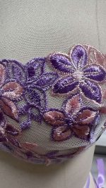 Cute Sexy Floral Embroidered Bra Set Anti-Sagging Push-Up Garter Stockings Transparent Jersey Lingerie Three-Piece Solid Flower - 图片 2