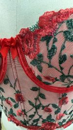 Women's Sexy Lace Hollow Fishbone Embroidery Body Shaping Bra & Brief Sets Temptation Sling Waist Logo Pure Desire Underwear - 图片 2