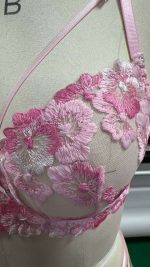 Women's Sexy Transparent Lingerie Set Bow Suspender with Lace and Flower Embroidery Tempting Jersey Fabric - 图片 2