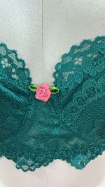 Green Lace Young Lady's Transparent Underwire Bra Naughty Net Brief Thong Spandex Babydoll Lingerie Set for Women Sexy Nightwear - 图片 2