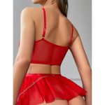 Women's Sexy Lingerie Lace Chain See-through Temptation Short Dress Thong Bra Three-piece Set in Stock Hot New Style - 图片 2