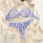 Women's Sexy Three-Piece Black Lace Bikini Set Hot Fashion Hot Sale Eyelash Bra Thongs Summer Erotic Lingerie - 图片 2