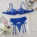 Manufacturers New Romantic Women Solid Bra & Brief Set Lace Halter Cross Women's Underwear Sexy Thin Bra and Lingerie Sets - 图片 2