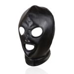 Black Leather Halloween Fetish Head Hood Bondage Masks,Full Face Breathable Restraint Head Hood for Adult Toy Store Online - 图片 2