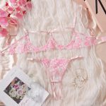 Wholesale New Romantic Women Solid Bra & Brief Set Lace Halter Cross Women's Underwear Sexy Thin Bra and Lingerie Sets - 图片 2