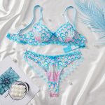 Manufacturers Women Sexy Floral Satin Lace Lingerie Set Sexy Push-up Bralette and Panty Perspective See-Through Underwear Set - 图片 2