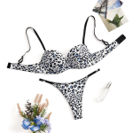 High Quality Women Sexy Costumes Leopard Print Lingerie New Product Women Bar Sexy Set Hot Lace Bar and Panties Underwear Set - 图片 2