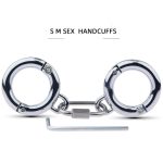 Peerless Sex Restraints Handcuffs Company Oversize Leg Iron Handcuff, Nickel Finish Fuzzy Handcuffs - 图片 2