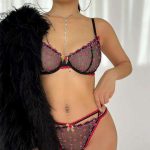 European and American Sexy Lingerie, Small Floral Embroidery Lace, Sponge-free Transparent French Bra Set - 图片 3
