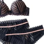 A New French Bra Adjustment Solid Color High-end Look, Small Bust to Show Off, Gathering Lace Sexy Lingerie Set - 图片 3