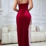 The 2025 Lace Romantic Lingerie Set From Europe and America Is a Charming and Seductive Wine Red - 图片 3