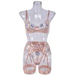 A Sexy and Seductive Four-piece Set of See-through Colored Satin Embroidered Bras From Europe and America - 图片 3