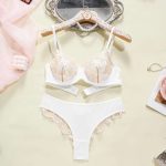 A Popular and Sexy Bra Set for Women in Europe and America, Featuring Transparent Lace Lace Embroidery and Steel Rims - 图片 3