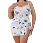 New Plus-size Romantic Pajamas From Europe and America, Sexy Lace-trimmed Dress, Nightgown, Slit in Multiple Colors - 图片 3