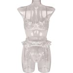 A Popular European and American Lace Mesh Embroidered Romantic Lingerie Set with Flower Embroidery and Steel Rings - 图片 3