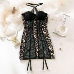 A New European and American Lace Patchwork Print Breathable Hollowed-out Steel Ring Gathering One-piece Dress - 图片 3