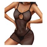 Erotic Lingerie, One-piece Halter, Sexy Pajamas, Seductive No-crotch Net Garment, Hollowed-out Fishing Net Figure-hugging Skirt - 图片 3