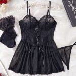 A New Sexy European and American Net Fabric Patchwork Lace Halter Dress with White Stockings and a Pure Sleeping Dress for Women - 图片 3