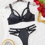 European and American Best-selling Sexy Halter and Cross-strap Seductive Low-V Tie Underwear and Romantic Lingerie Set - 图片 3