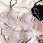 European and American Sexy Lace Lingerie Set, Strapless, Anti-slip, Beautiful Back, Large Chest and Petite Bra Set - 图片 3
