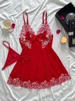 Manufacture Sale Design Pullover Lady Sleeping Time Home Loungewear Bedroom Strap Lace Nightgowns Lingerie Dress - 图片 3