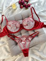 Sexy Women's Lingerie 2 Piece Mature Embroidery Erotic See Through Lingerie Underwear Panty Set Hot-Selling In-Stock - 图片 3