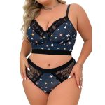 Large-sized, Thin, Wrinkle-free Printed Strapless Anti-glare Bra Set, European and American Large-sized Sexy Underwear Set - 图片 3